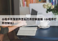 小程序開發(fā)軟件怎么打開控制面板（小程序打開控制臺(tái)）